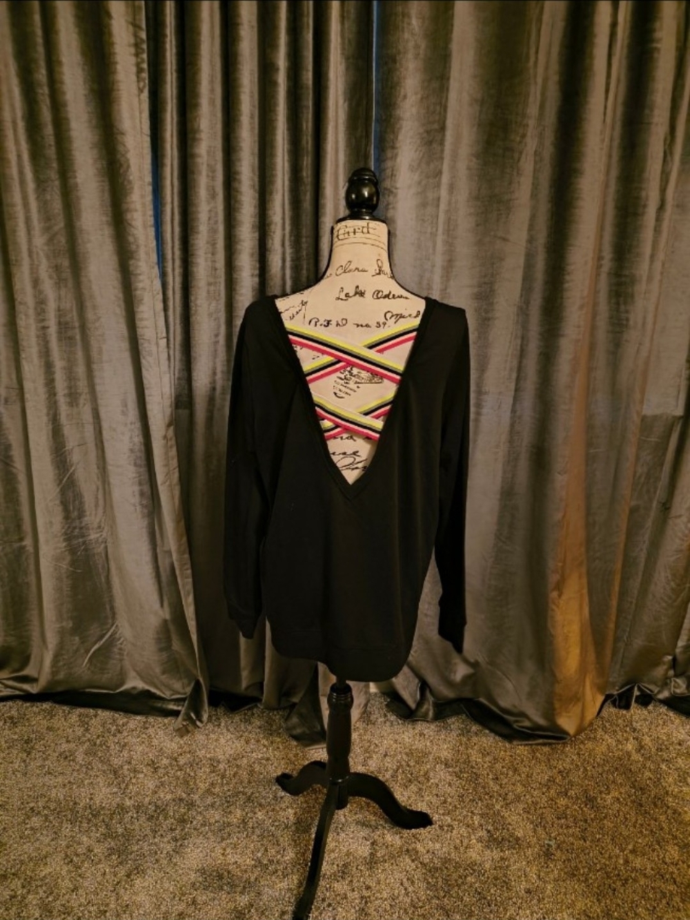 torrid Black Long Sleeve Top with Neon Crisscross Back Straps